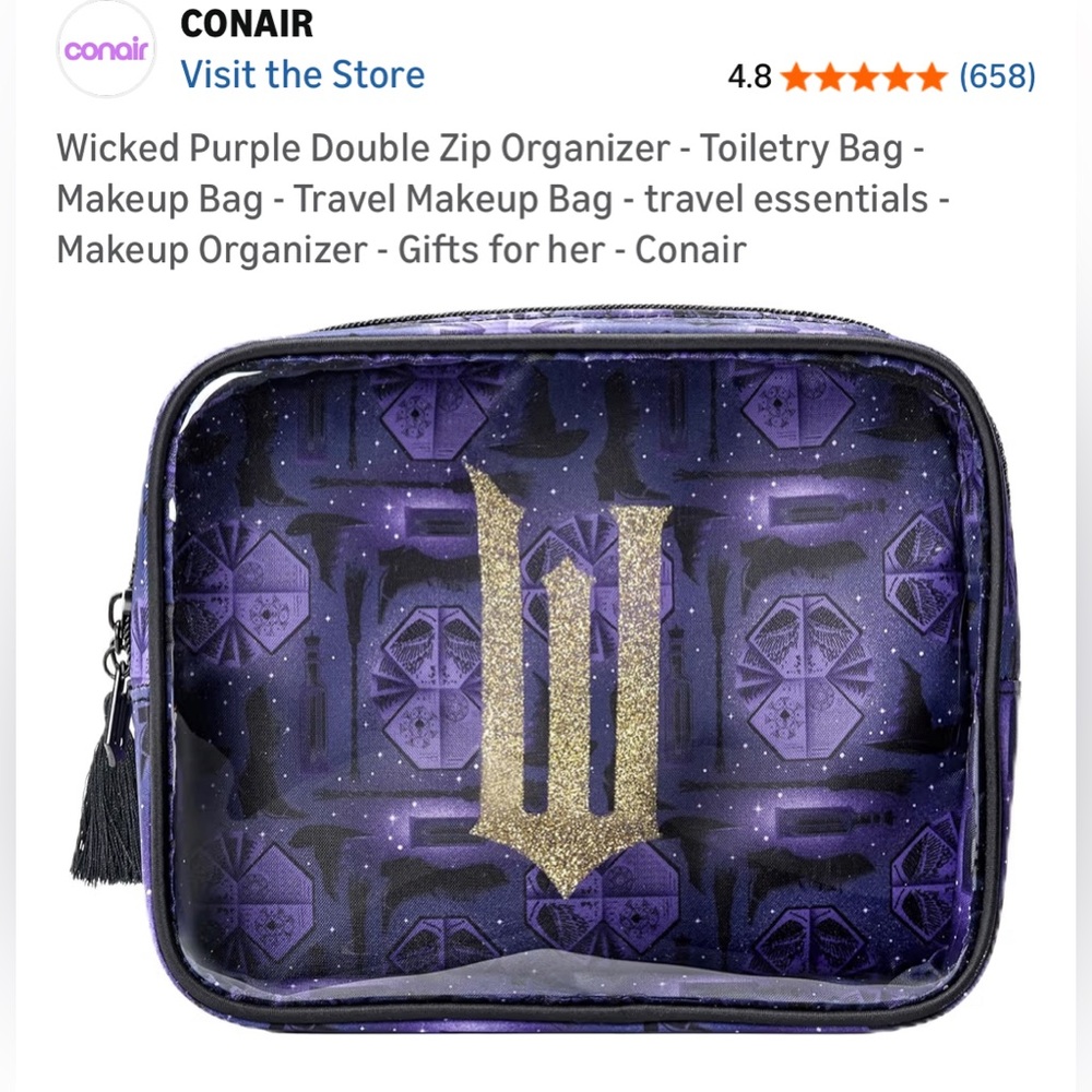 Conair Wicked Purple Double Zip Organizer - Makeup Organizer AND BRUSH NEW - Picture 2 of 8